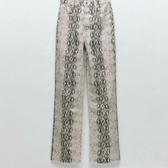Zara | Jeans | Zara Premium 9s Wide Leg High Rise Snake Print Jeans ...